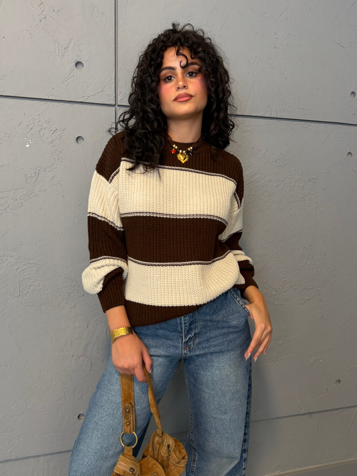 Contrast Stripe Knit Sweater