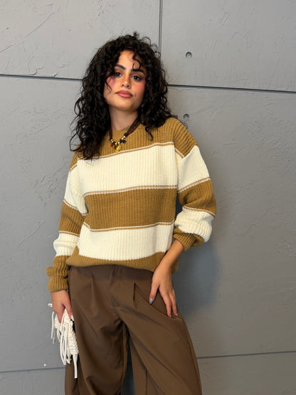 Contrast Stripe Knit Sweater