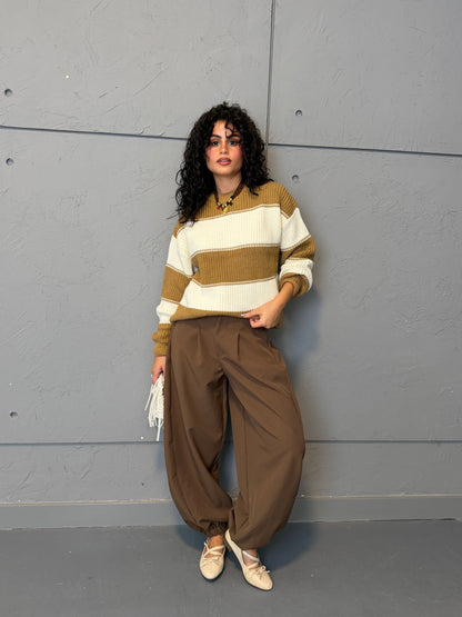 Contrast Stripe Knit Sweater