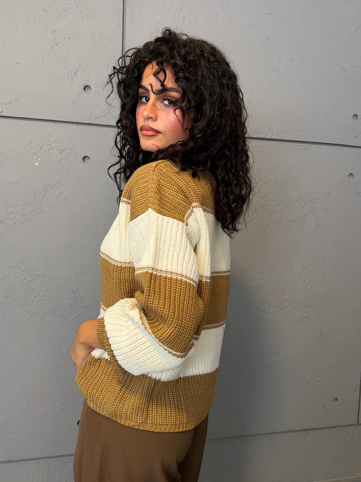 Contrast Stripe Knit Sweater