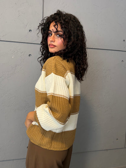 Contrast Stripe Knit Sweater