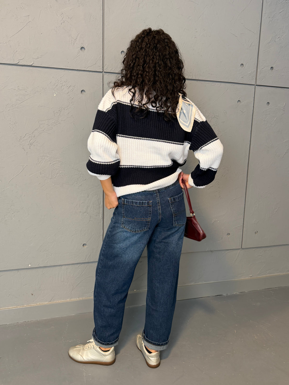 Contrast Stripe Knit Sweater