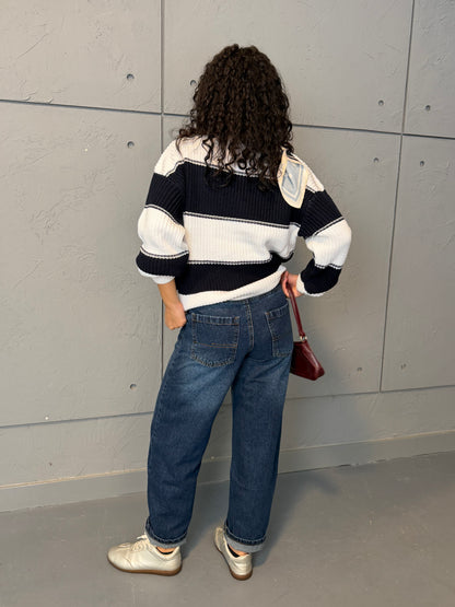 Contrast Stripe Knit Sweater