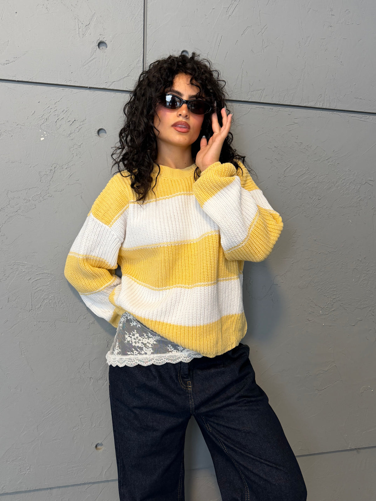 Contrast Stripe Knit Sweater