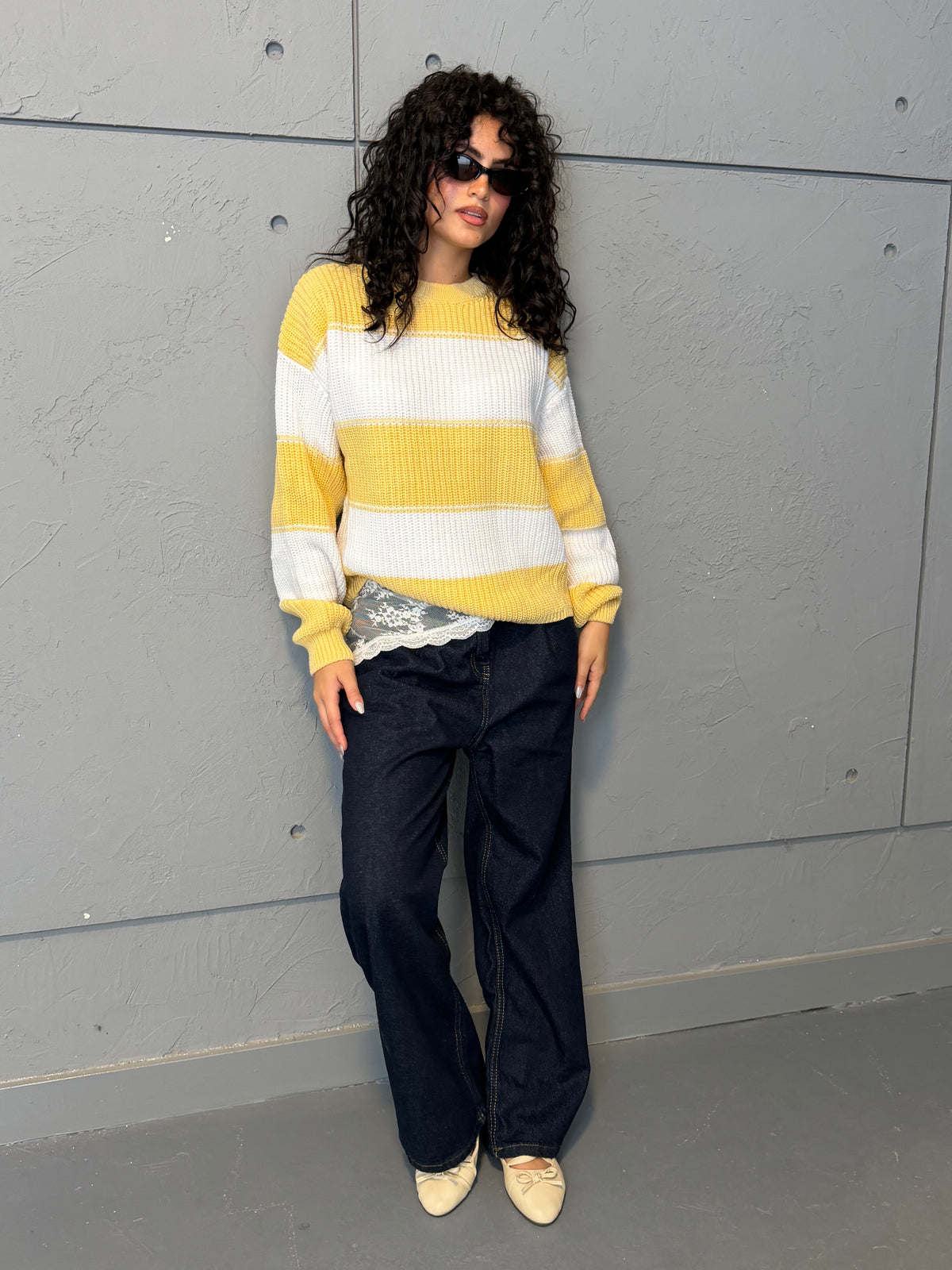 Contrast Stripe Knit Sweater