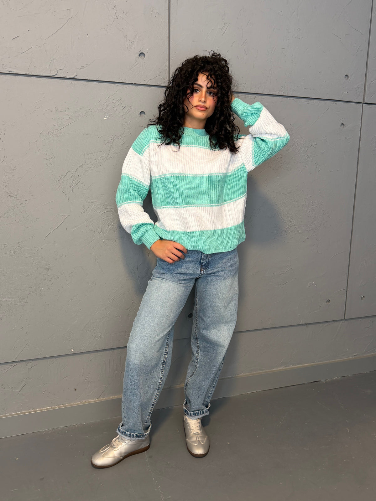 Contrast Stripe Knit Sweater