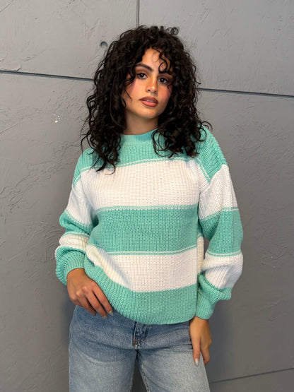 Contrast Stripe Knit Sweater