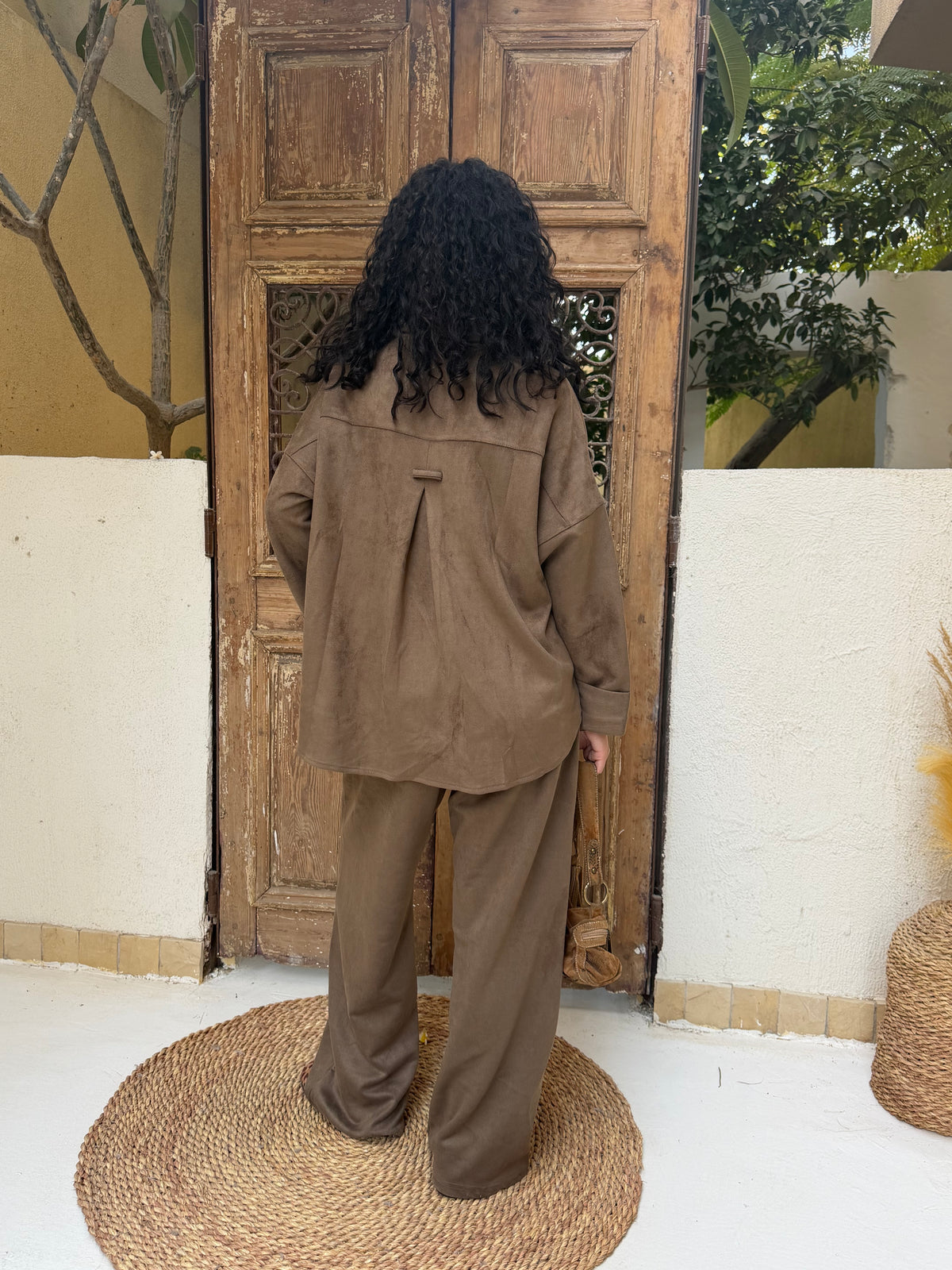 Suede Button-Up Set