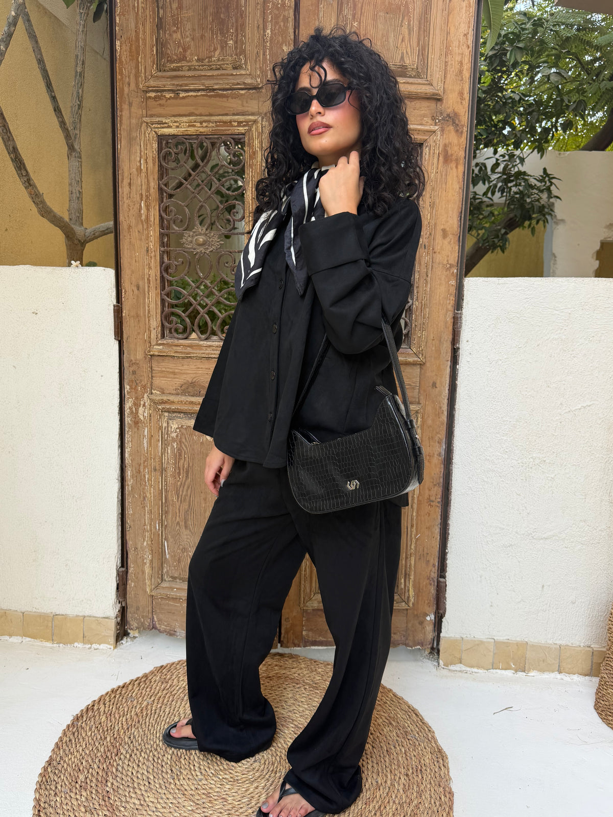 Suede Button-Up Set