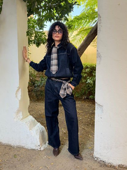 Raw Denim Scarf Set
