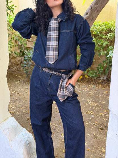 Raw Denim Scarf Set