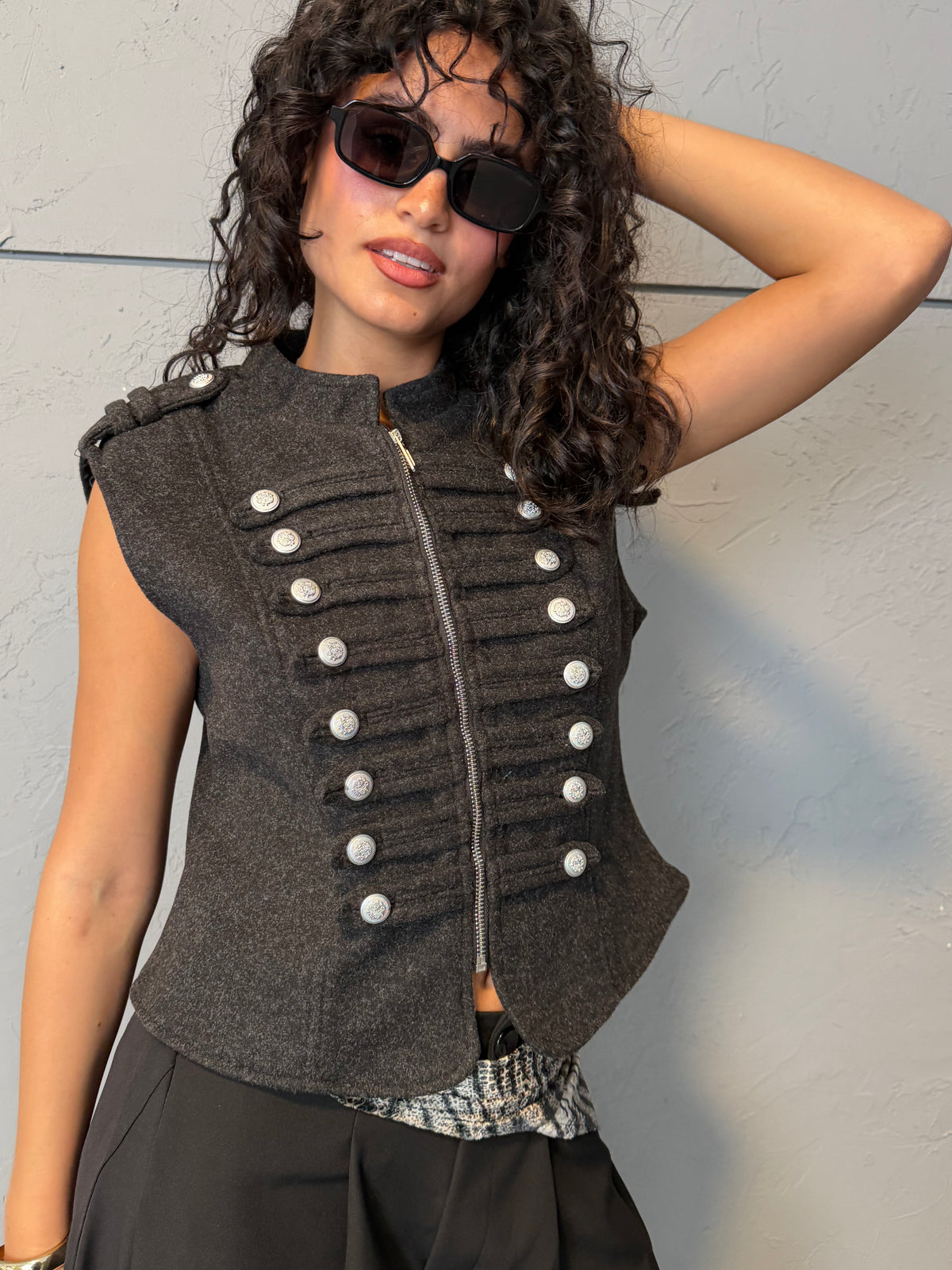 Military Chic Zip-Up Vest
