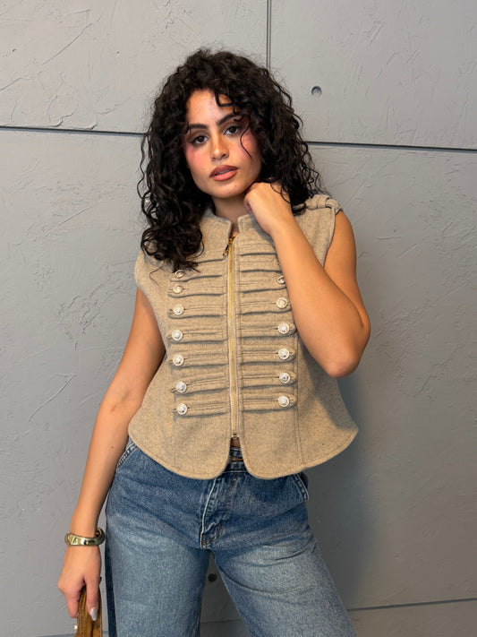Military Chic Zip-Up Vest