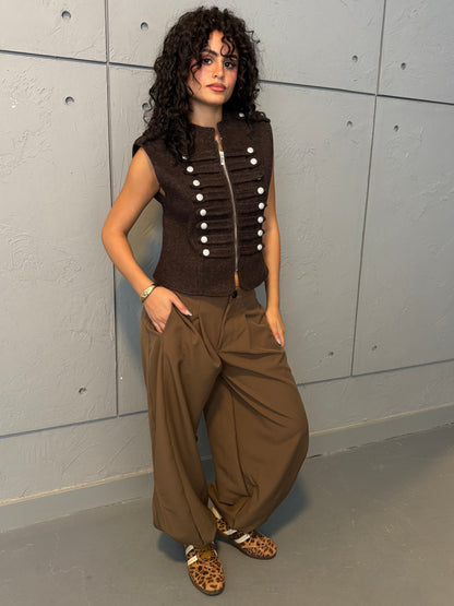 Military Chic Zip-Up Vest