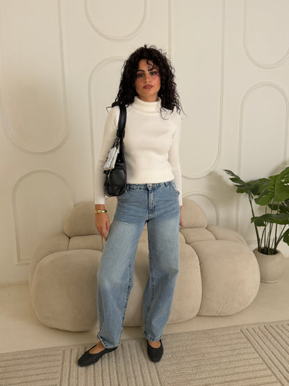 Ribbed Knit Turtleneck Sweater
