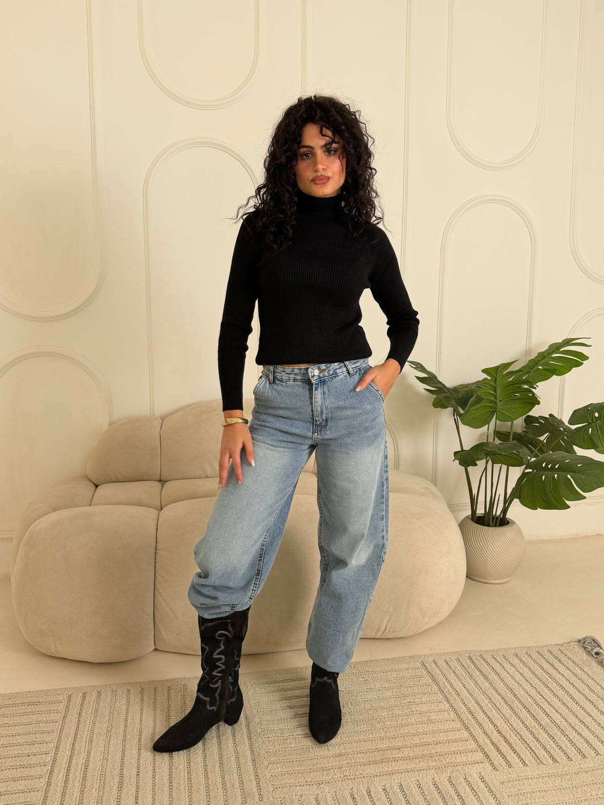 Ribbed Knit Turtleneck Sweater