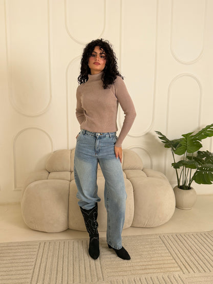 Ribbed Knit Turtleneck Sweater