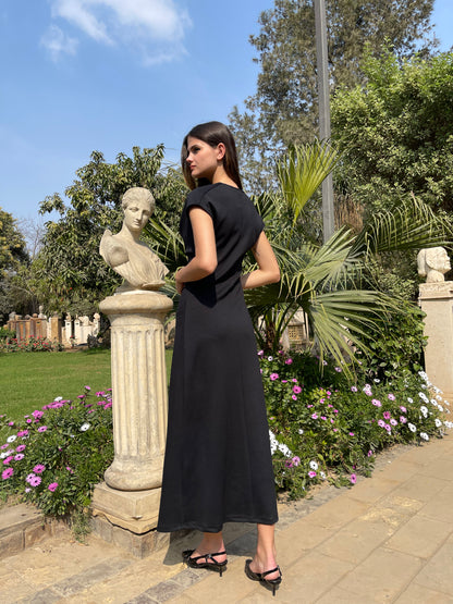 Draped Neck Midi Dress