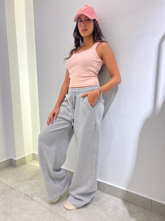 Grey Wide-Leg Sweatpants