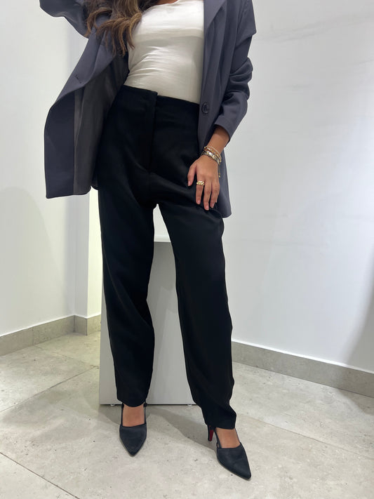 Classic Slim-Fit Black Trousers