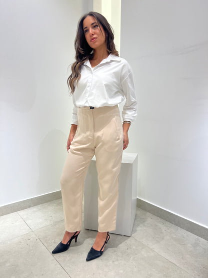 Classic Slim-Fit Beige Trousers