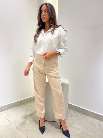 Classic Slim-Fit Beige Trousers