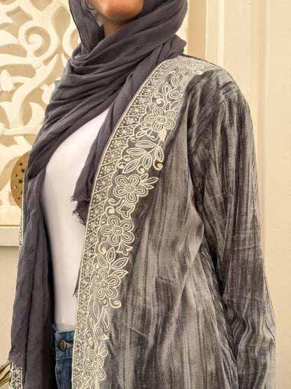 Velvet Embroidered Abaya