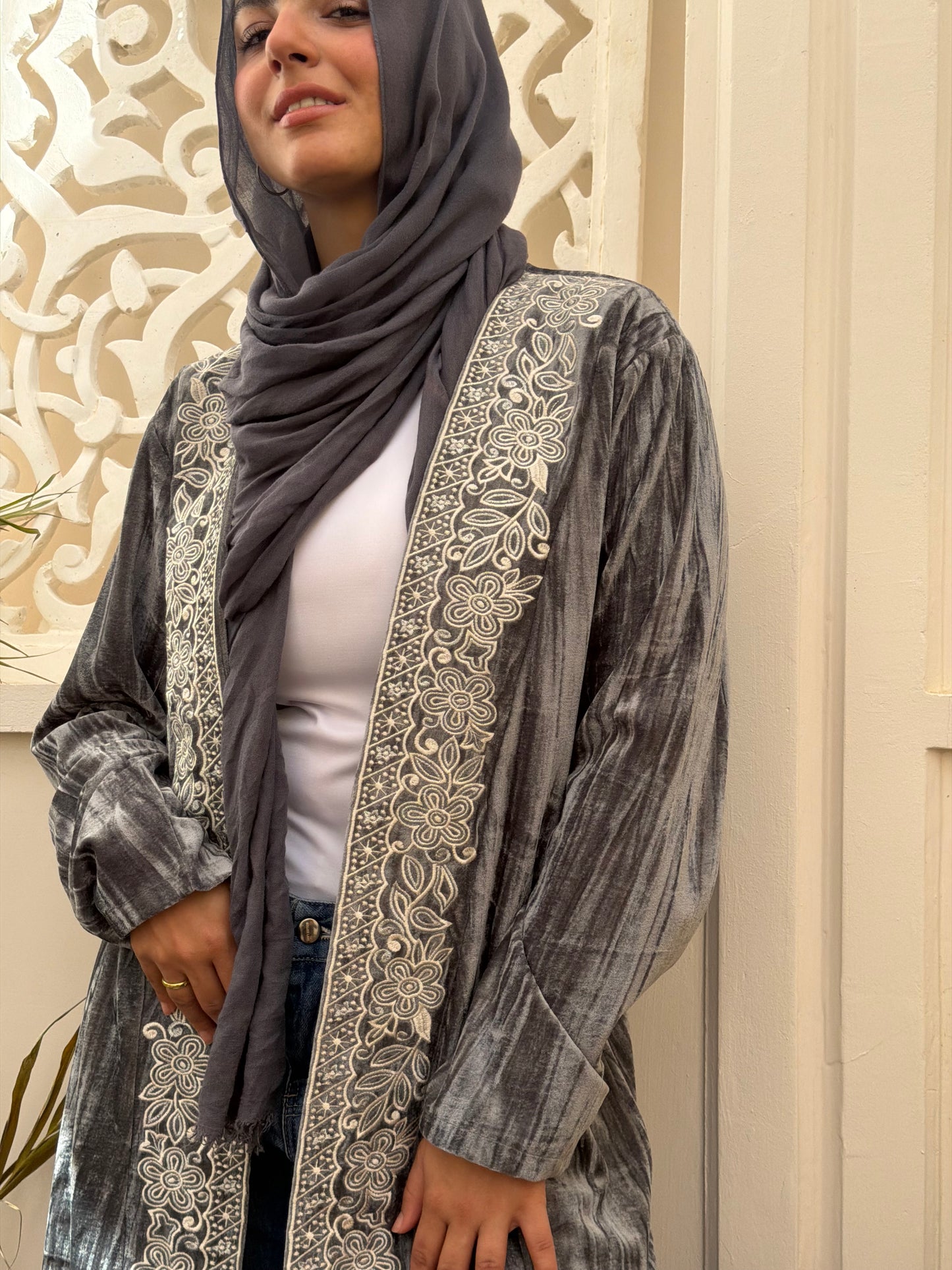 Velvet Embroidered Abaya
