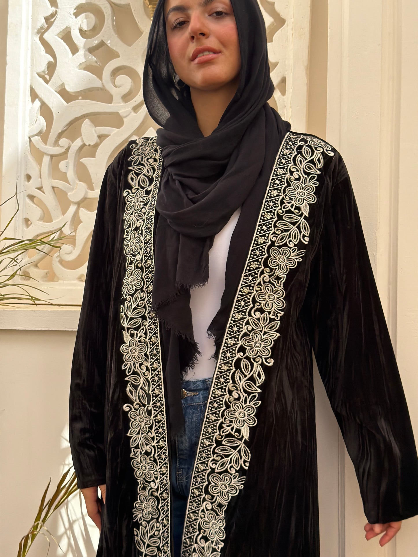 Velvet Embroidered Abaya