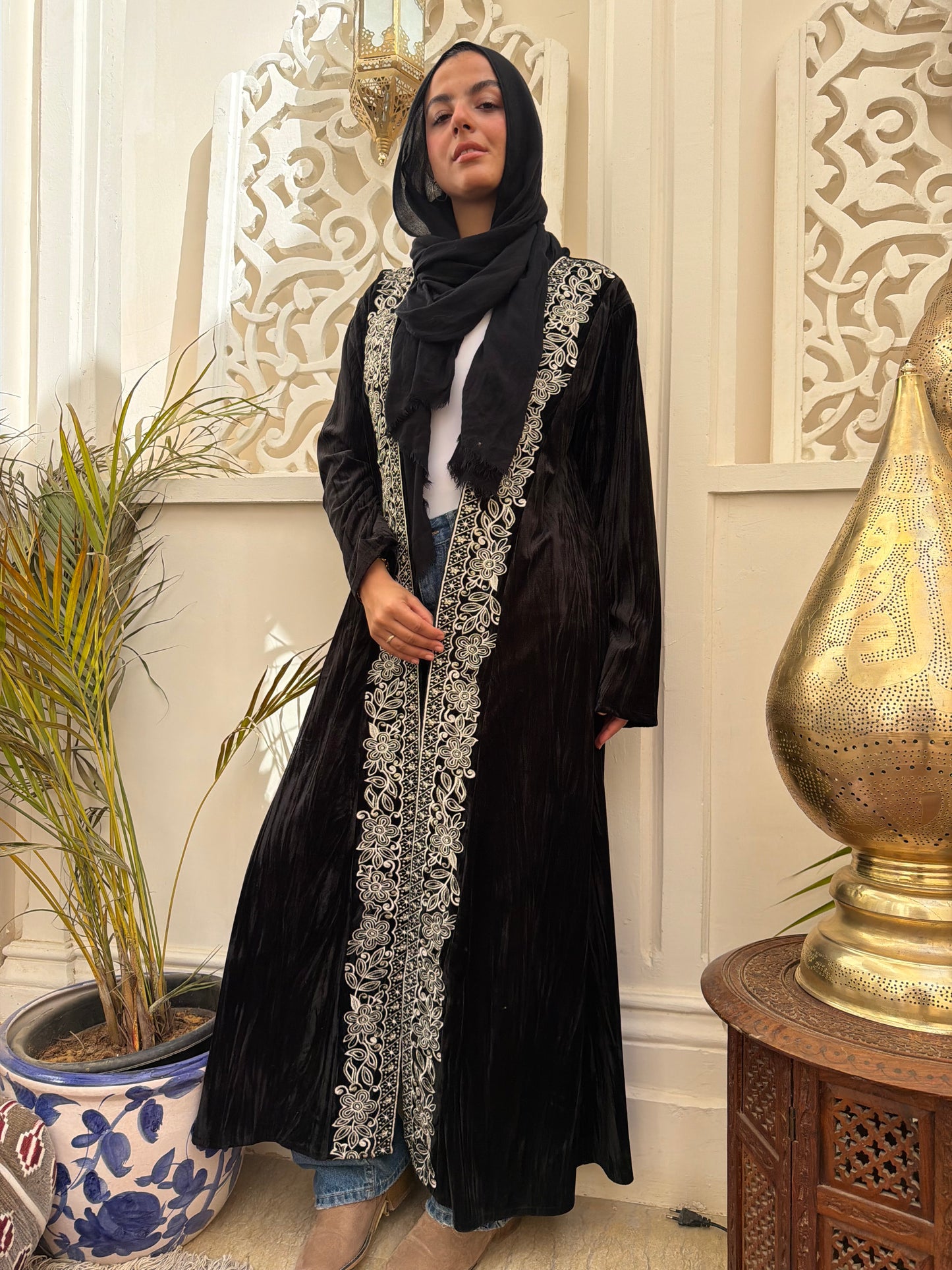 Velvet Embroidered Abaya