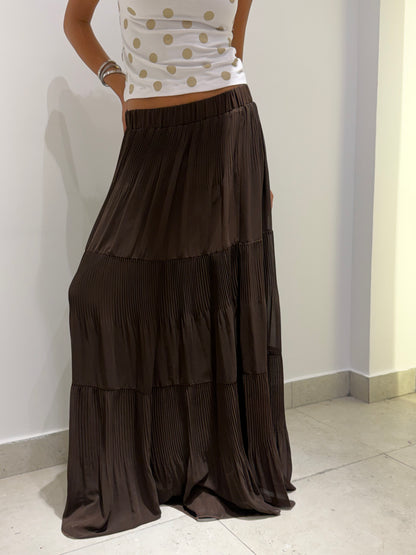 Pleated Tiered Maxi Skirt