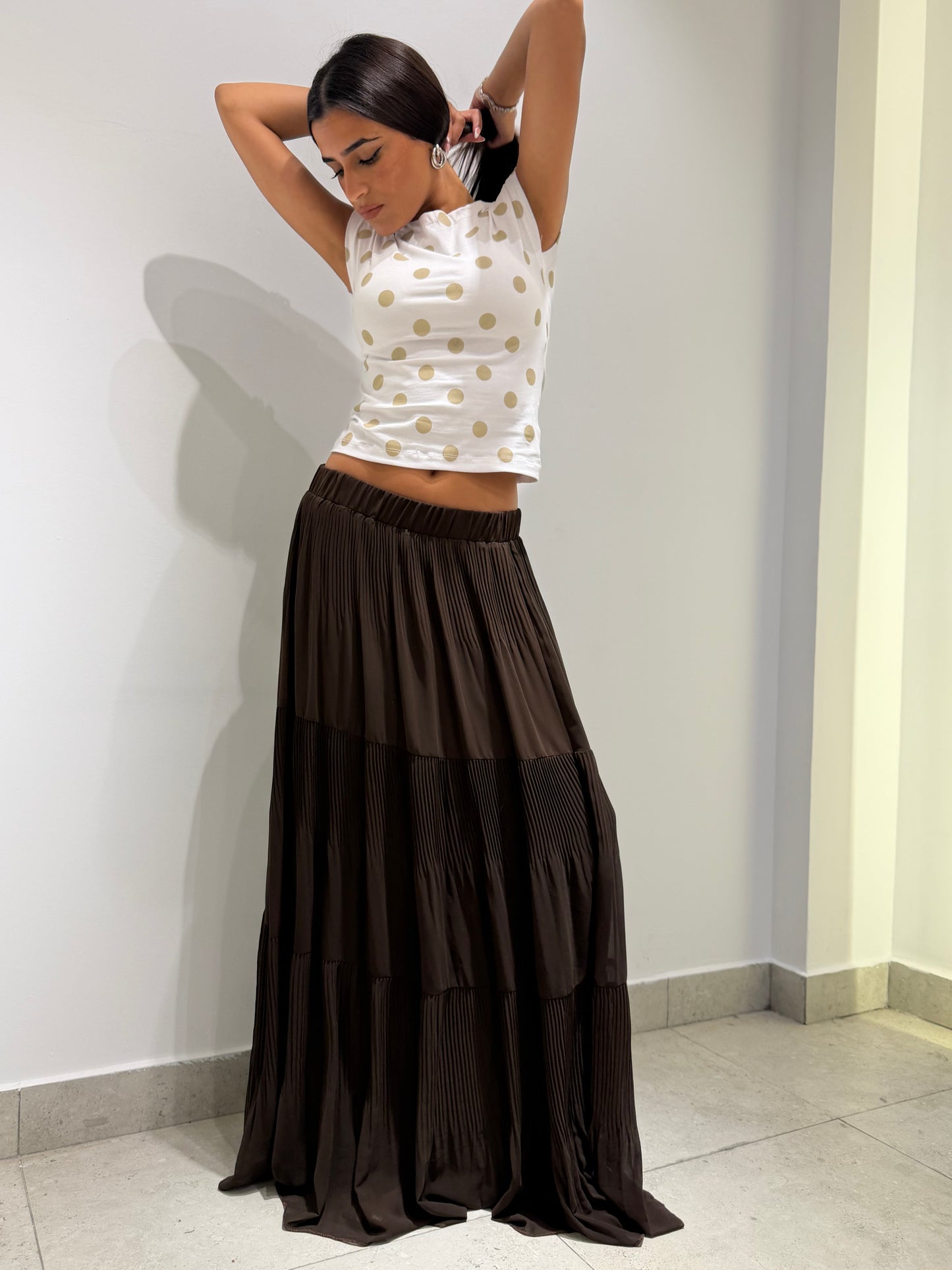 Pleated Tiered Maxi Skirt