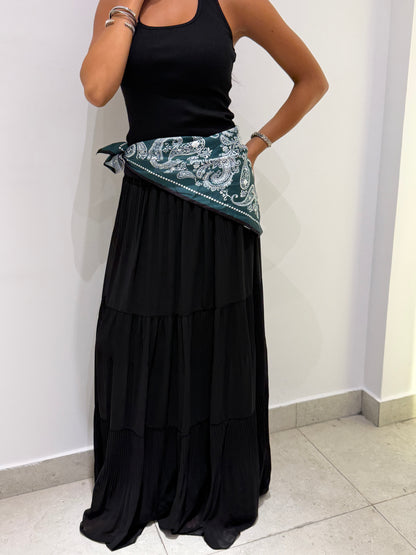 Pleated Tiered Maxi Skirt