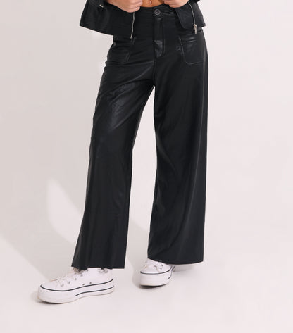 Leather Front Pockets Pants