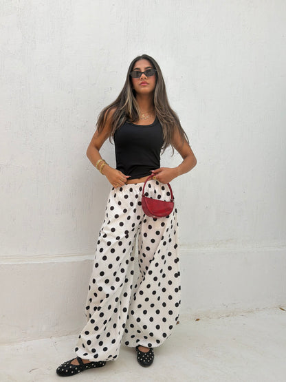Polka Flow Wide-Leg Pants