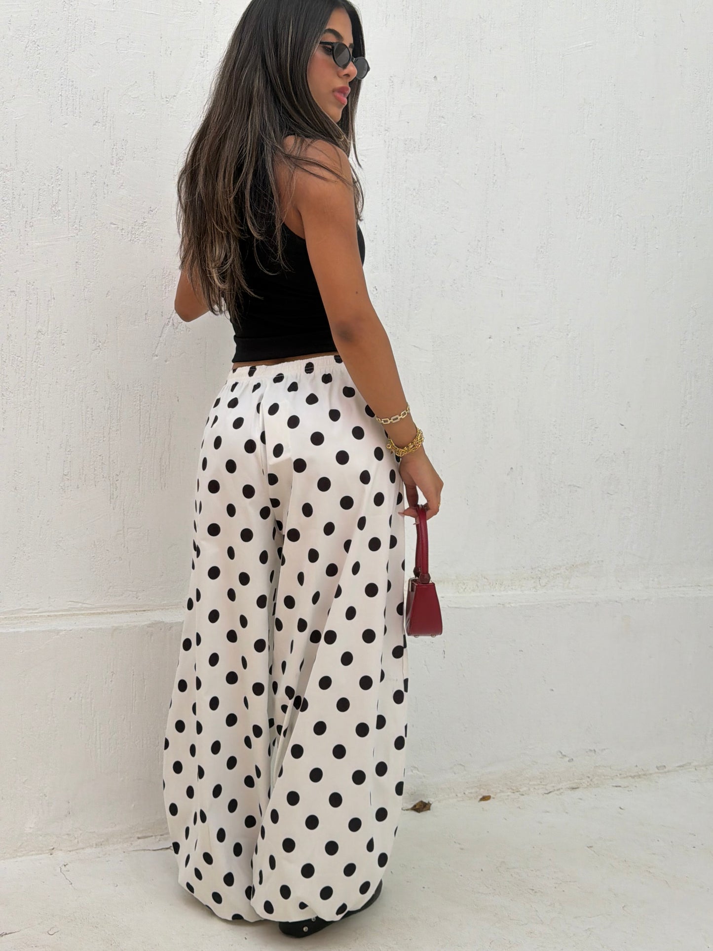 Polka Flow Wide-Leg Pants