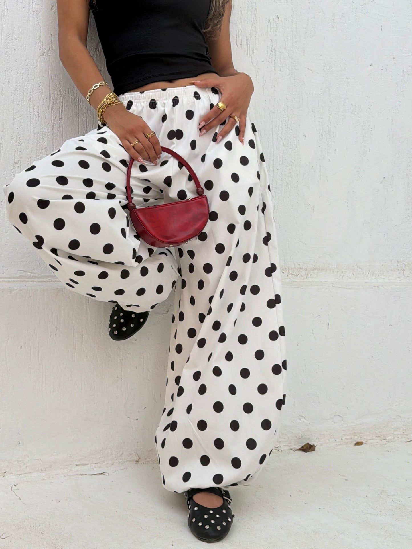 Polka Flow Wide-Leg Pants