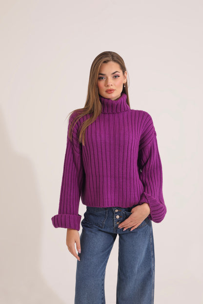 Knit High-neck Pullover