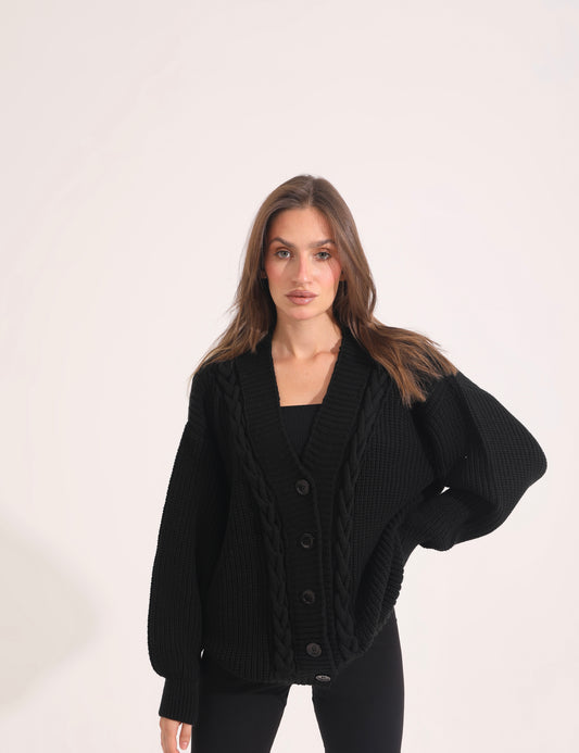 Fluffy Knit Cardigan With Buttons