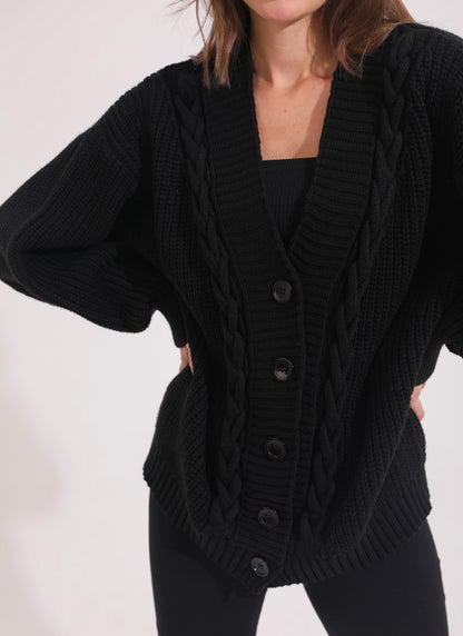 Fluffy Knit Cardigan With Buttons
