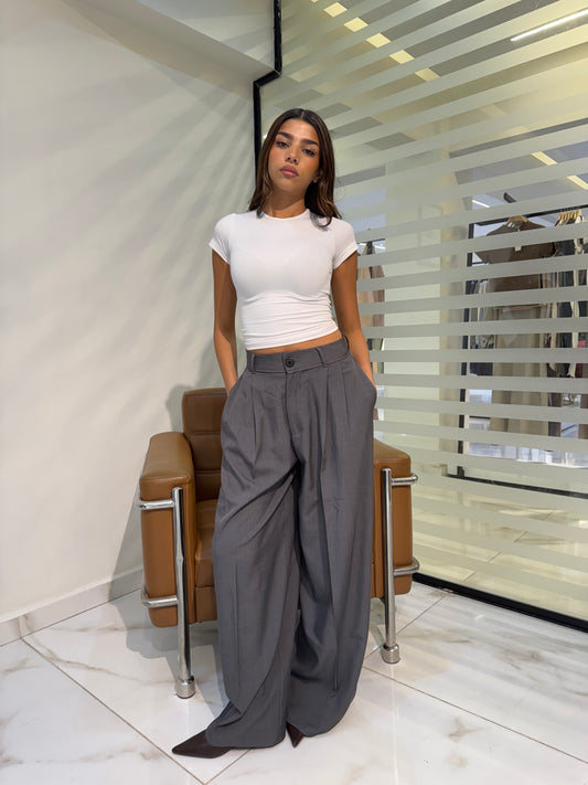 Pleated Wide-Leg Formal Pants