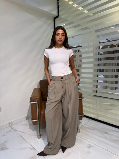 Pleated Wide-Leg Formal Pants