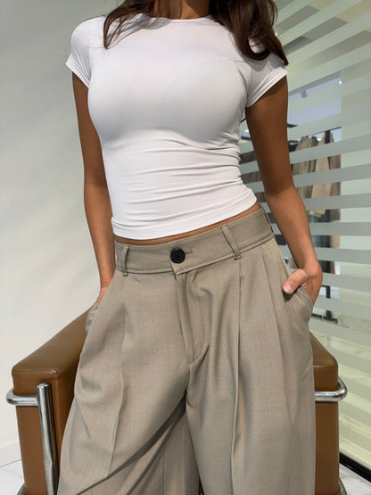 Pleated Wide-Leg Formal Pants