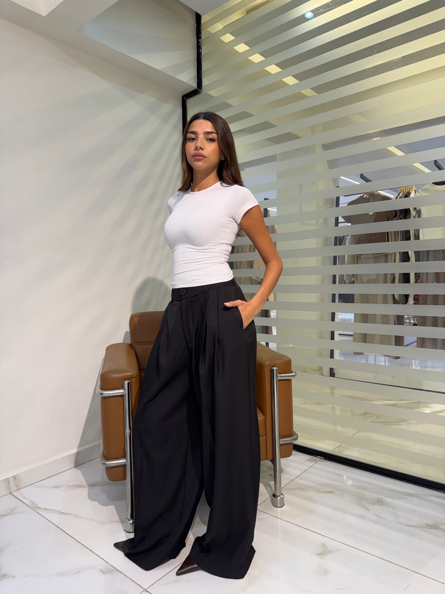 Pleated Wide-Leg Formal Pants