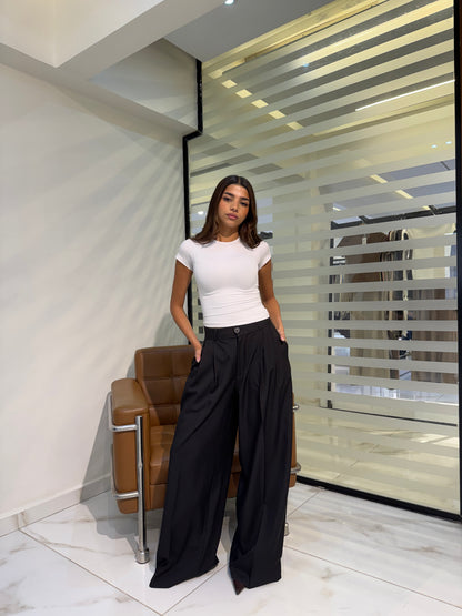 Pleated Wide-Leg Formal Pants