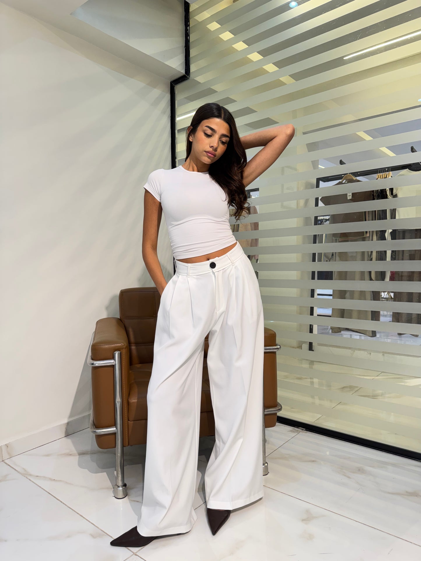 Pleated Wide-Leg Formal Pants