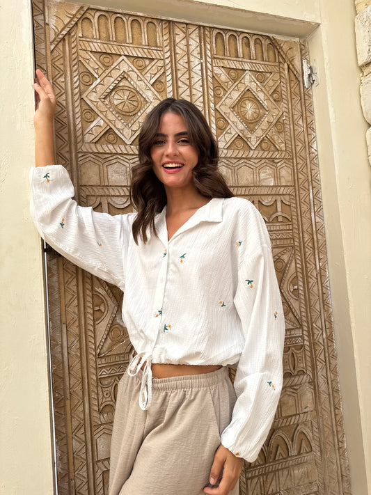 Orange Blossom Drawstring Shirt