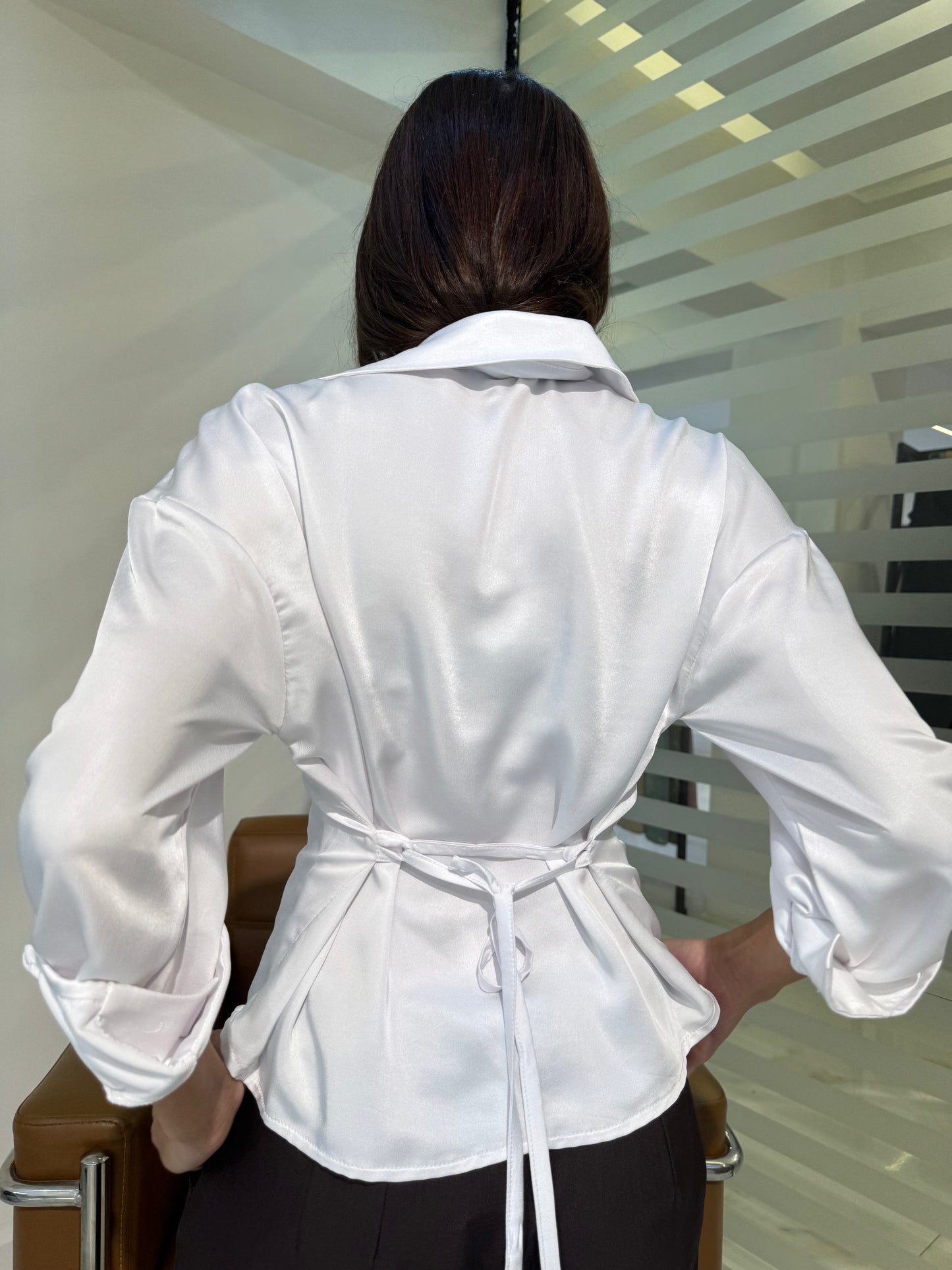 Belted Satin Shirt
