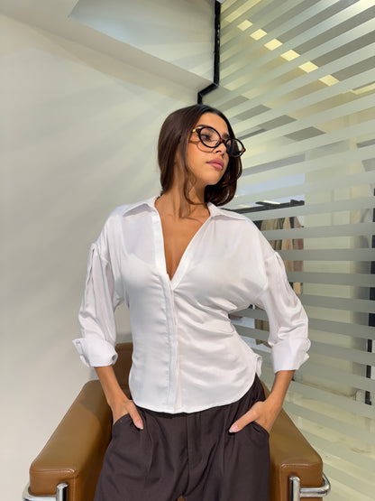Belted Satin Shirt