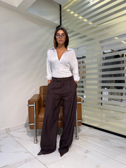 Double-Waistband Wide-Leg Pants